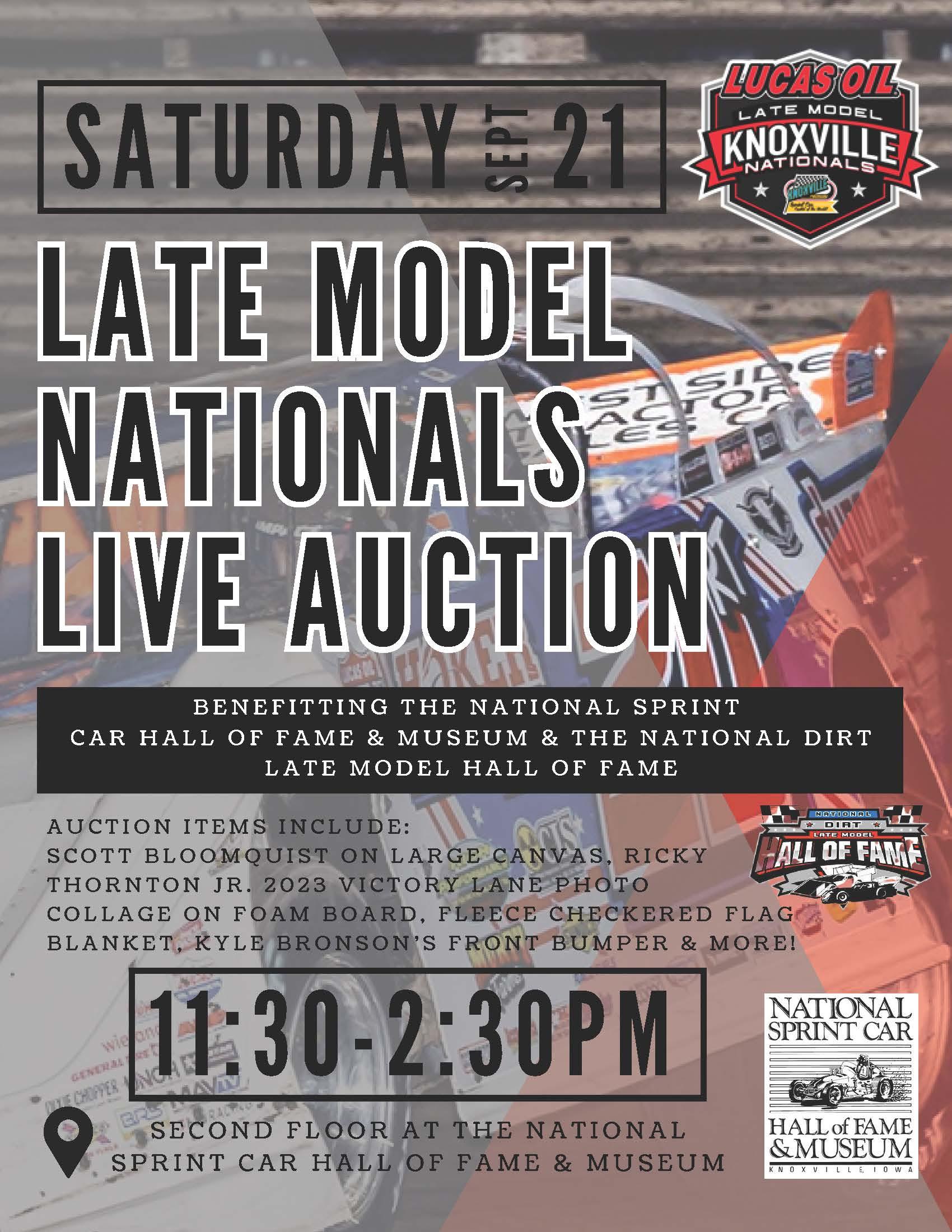 National Sprint Car Hall of Fame & Museum Hosts Late Model Nationals Auction Saturday, September 21 at 11:30 a.m.!