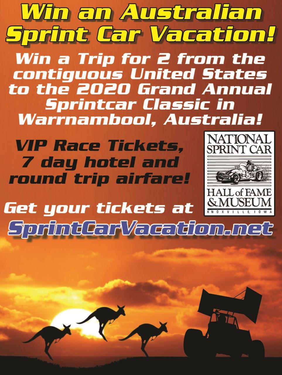 Australian Vacation Raffle Back for 2020 Grand Annual Sprintcar Classic!